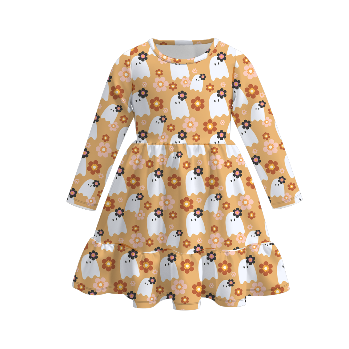 （Pre Order）Girls Halloween Print Milk Silk Dress