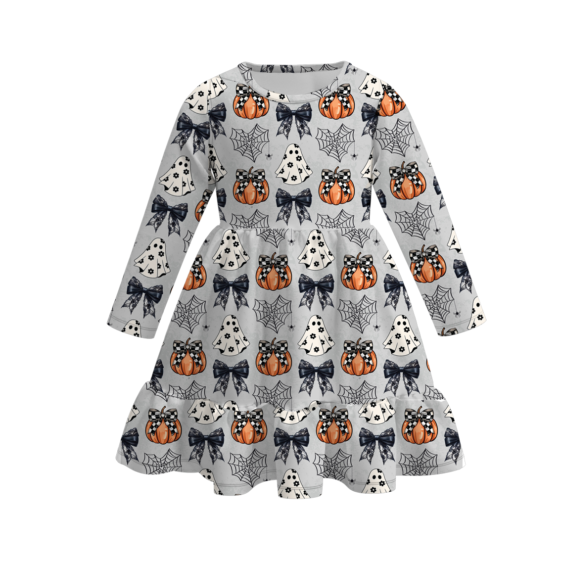 （Pre Order）Girls Halloween Print Milk Silk Dress