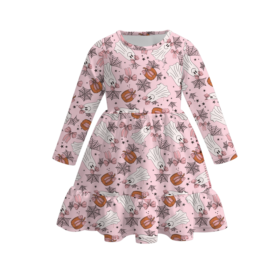 （Pre Order）Girls Halloween Print Milk Silk Dress