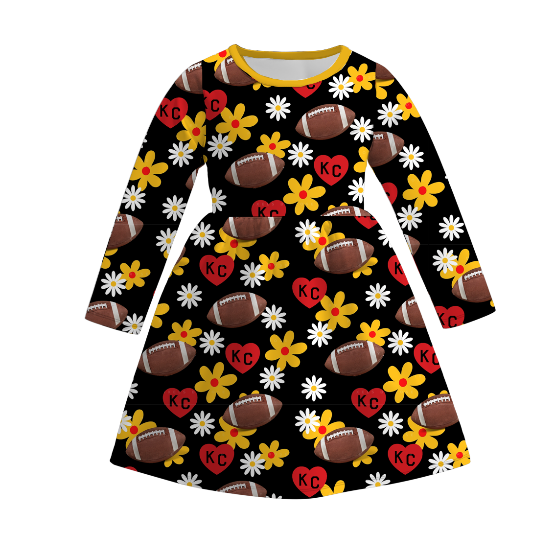 （Pre Order）Girls Super Bowl Print Milk Silk Dress