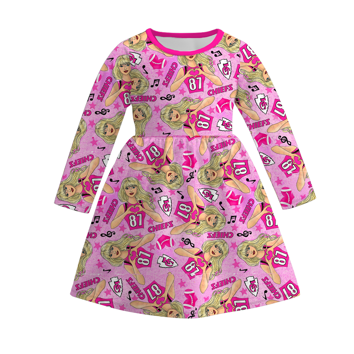 （Pre Order）Girls Super Bowl Print Milk Silk Dress