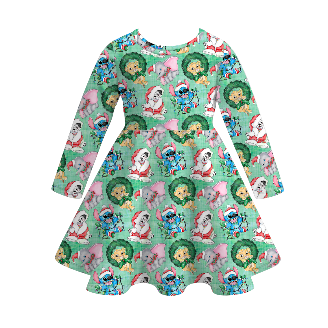 （Pre Order）Girls Christmas Cartoon Print Dress