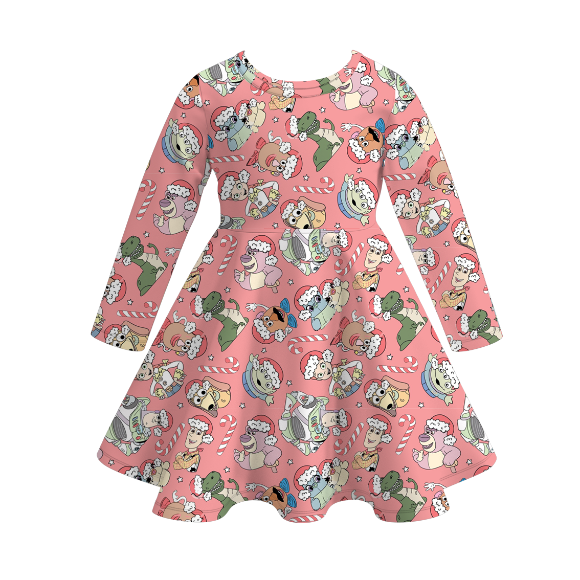 （Pre Order）Girls Christmas Cartoon Print Dress