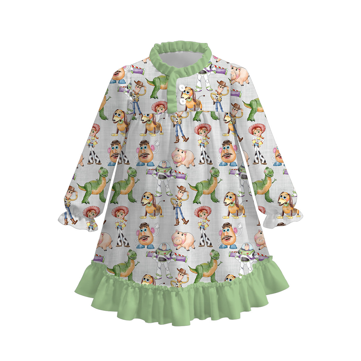 （Pre Order）Girls Christmas Cartoon Print Dress