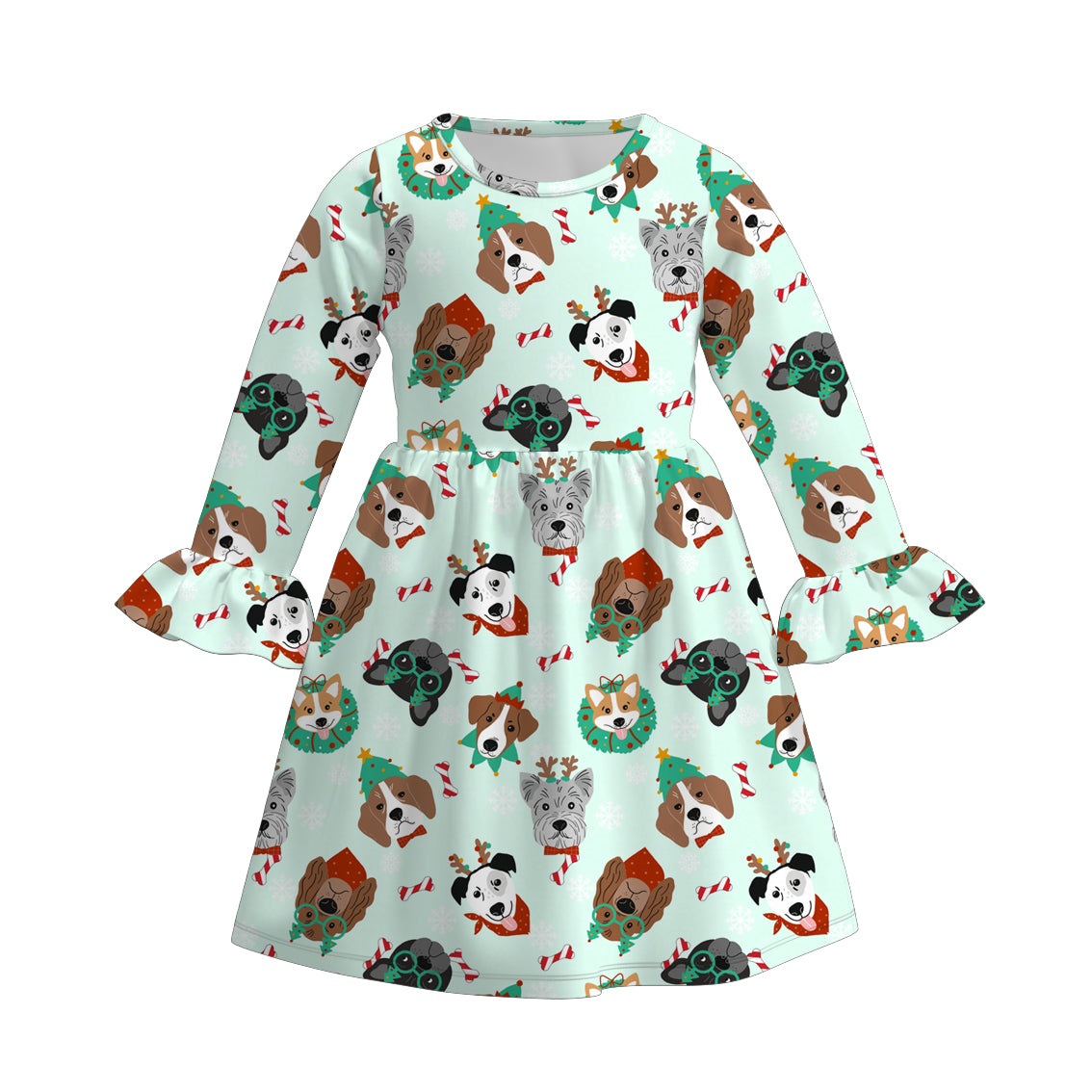 （Pre Order）Girls Christmas Print Dress