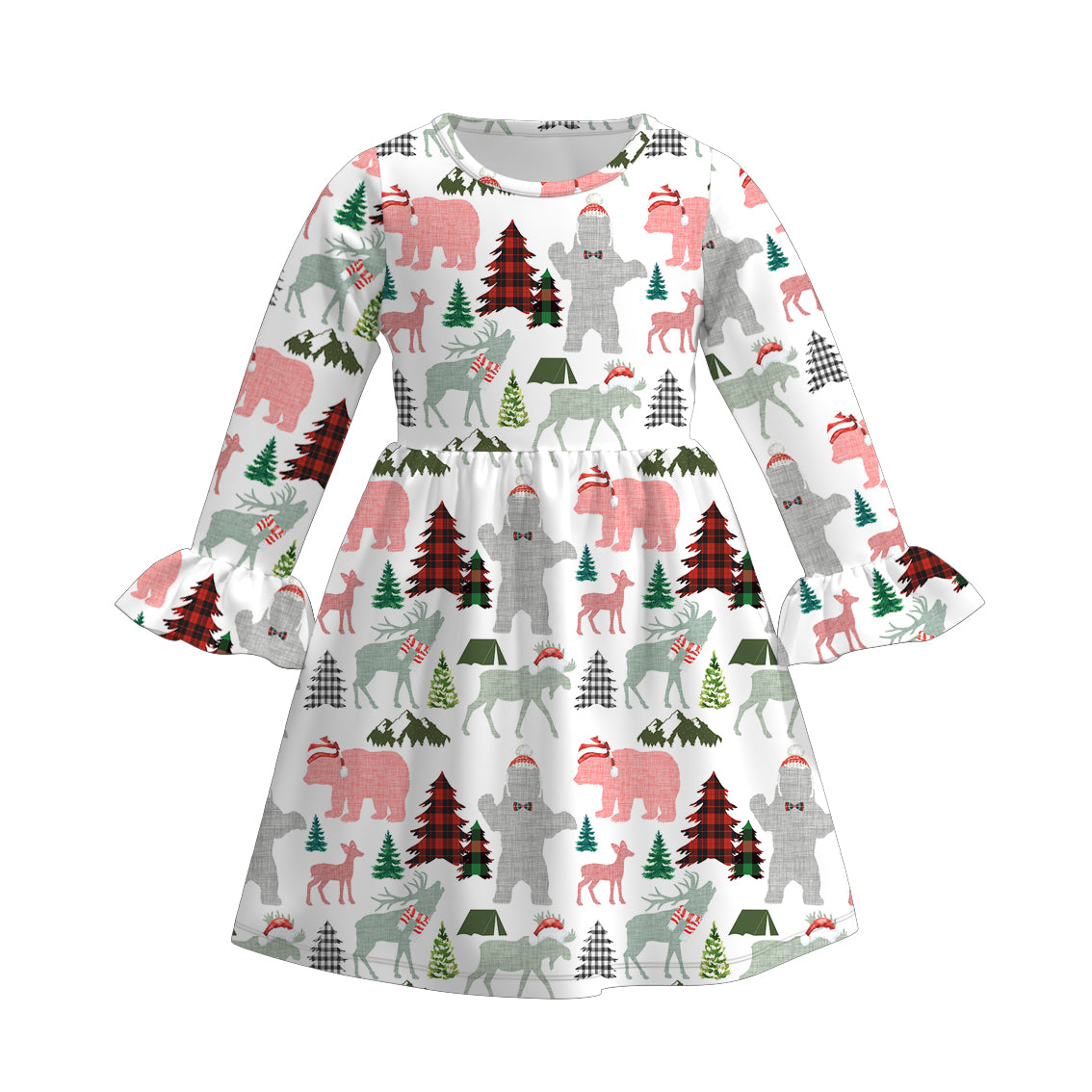 （Pre Order）Girls Christmas Print Dress