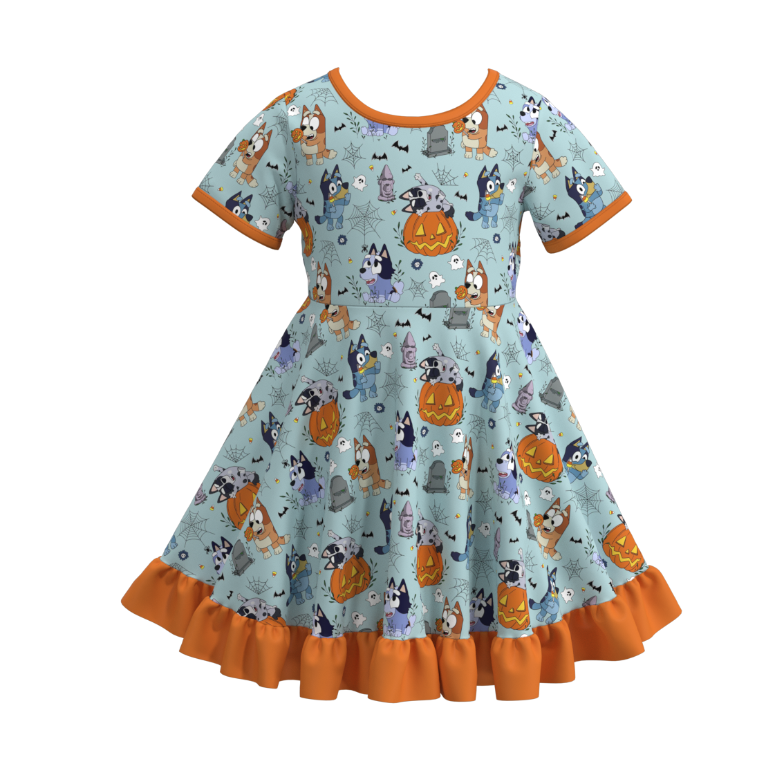 （Pre Order）Girls Halloween Cartoon Print Dress