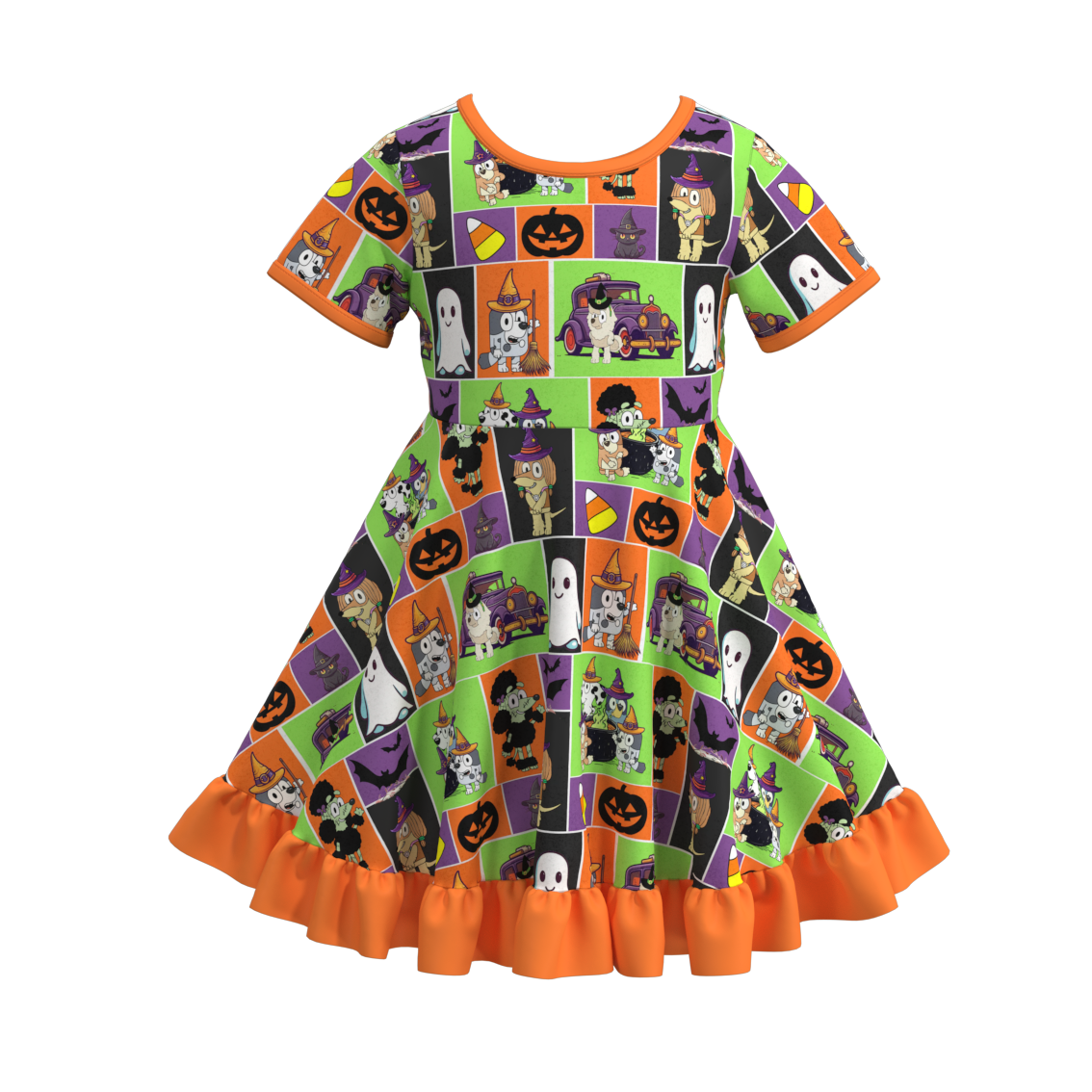 （Pre Order）Girls Halloween Cartoon Print Dress