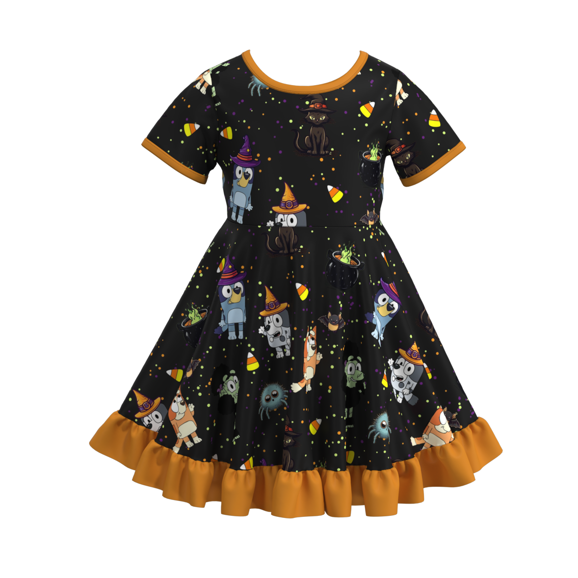 （Pre Order）Girls Halloween Cartoon Print Dress