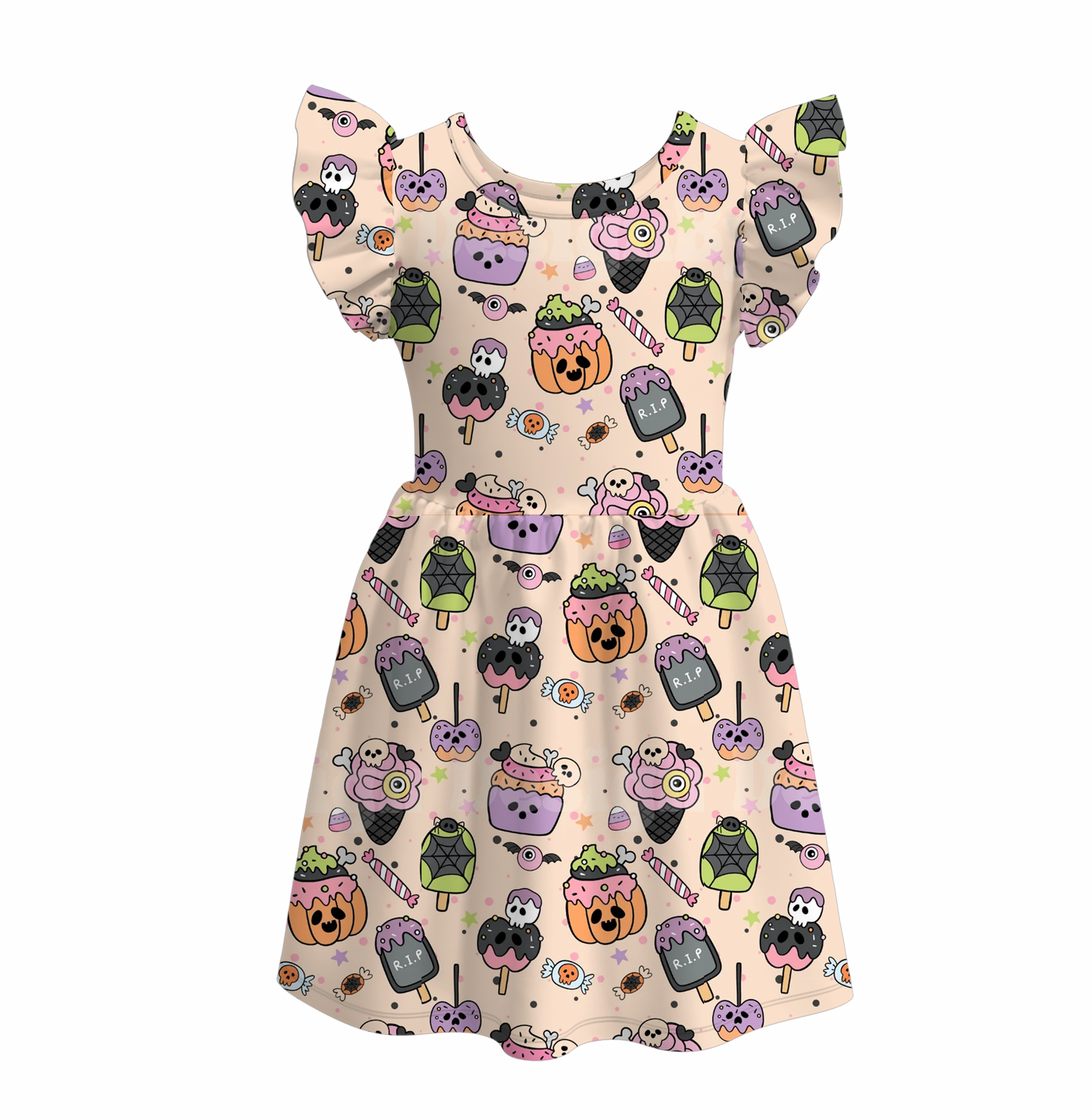 （Pre Order）Girls Halloween Cartoon Print Dress