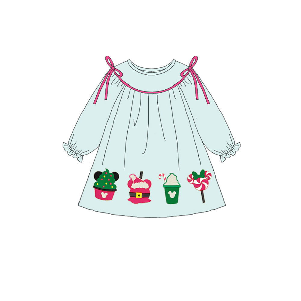 （Pre Order）Girls Christmas Cartoon Print Dress