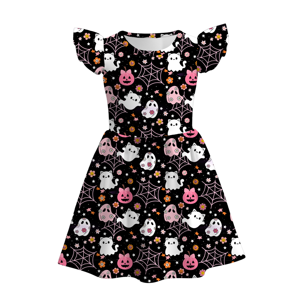 （Pre Order）Girls Halloween Cartoon Print Dress