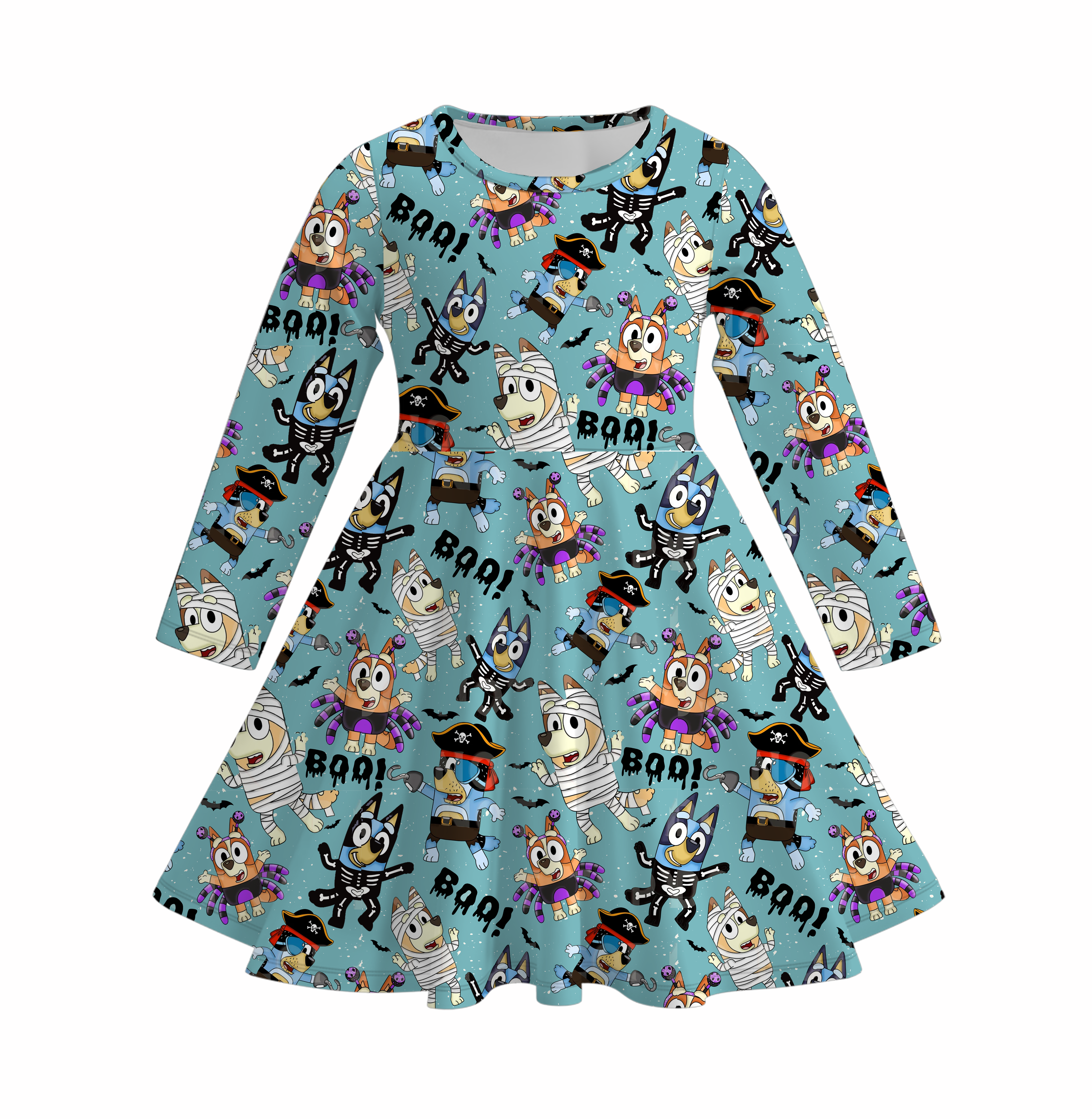 （Pre Order）Girls Halloween Cute Cartoon Print Dress