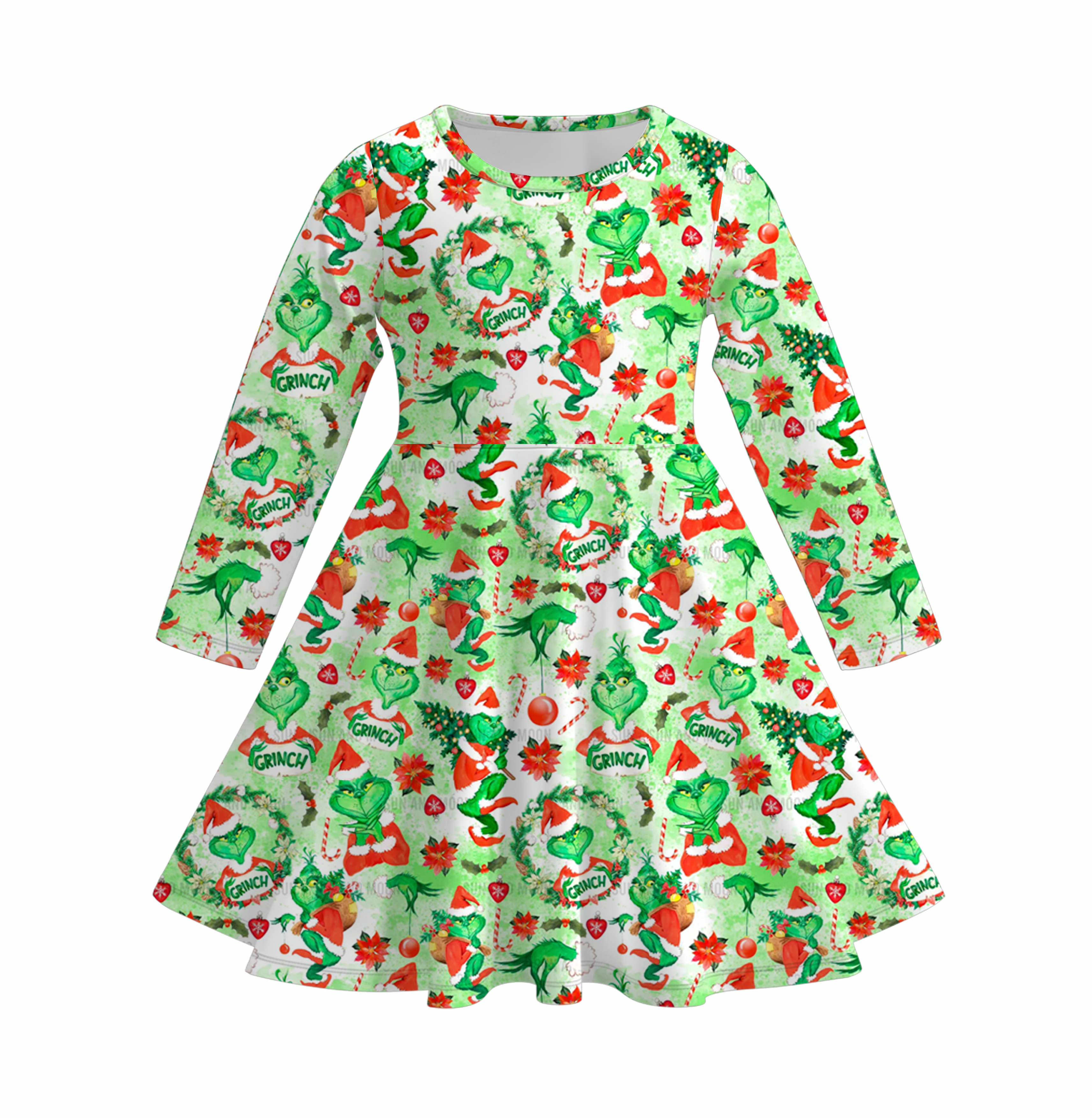 （Pre Order）Girls Christmas Cute Cartoon Print Dress