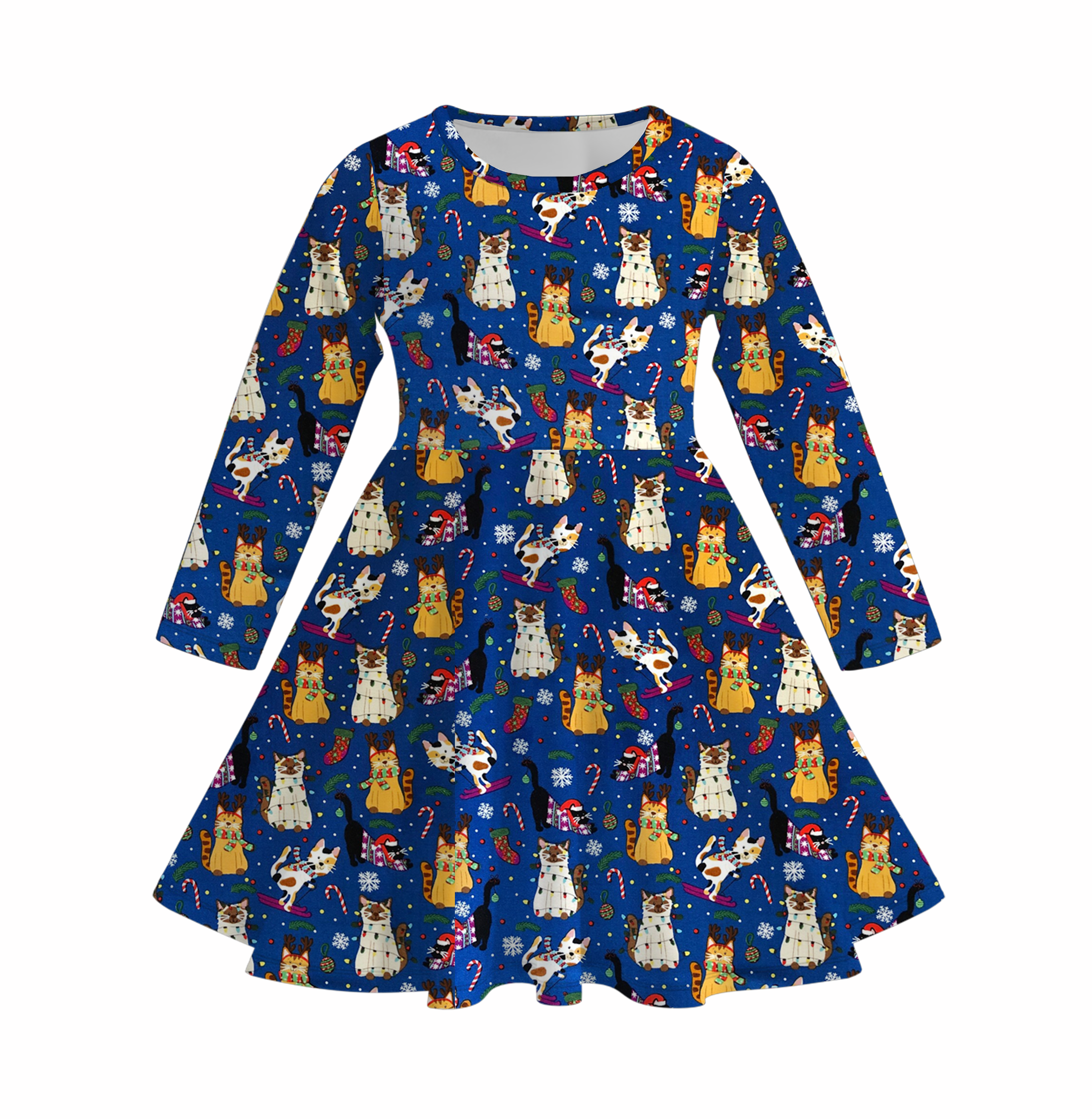 （Pre Order）Girls Christmas Cute Cartoon Print Dress