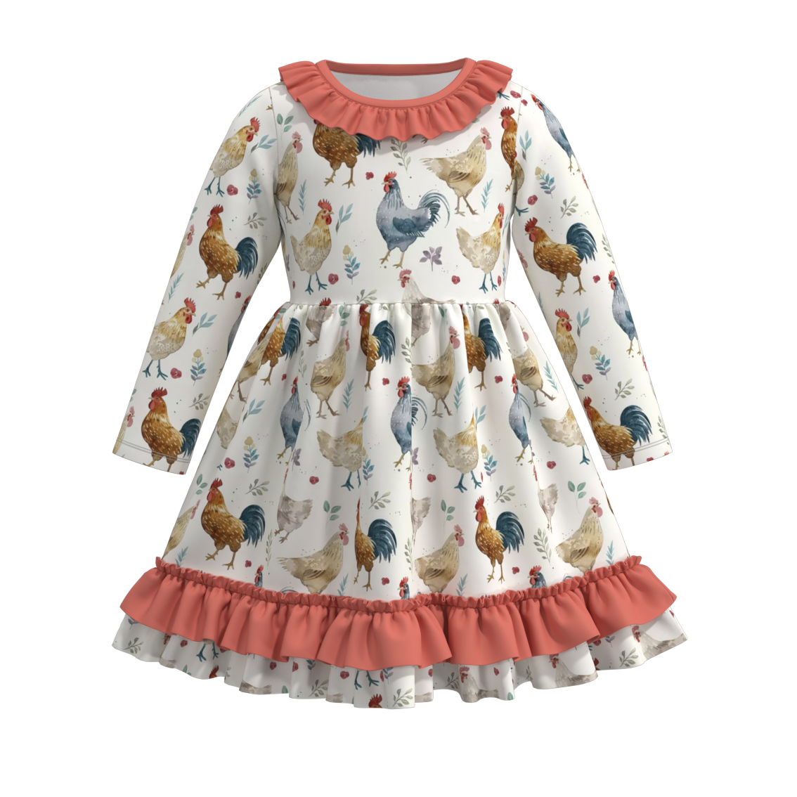 （Pre Order）Girls Fall Cute Animals Print Dress