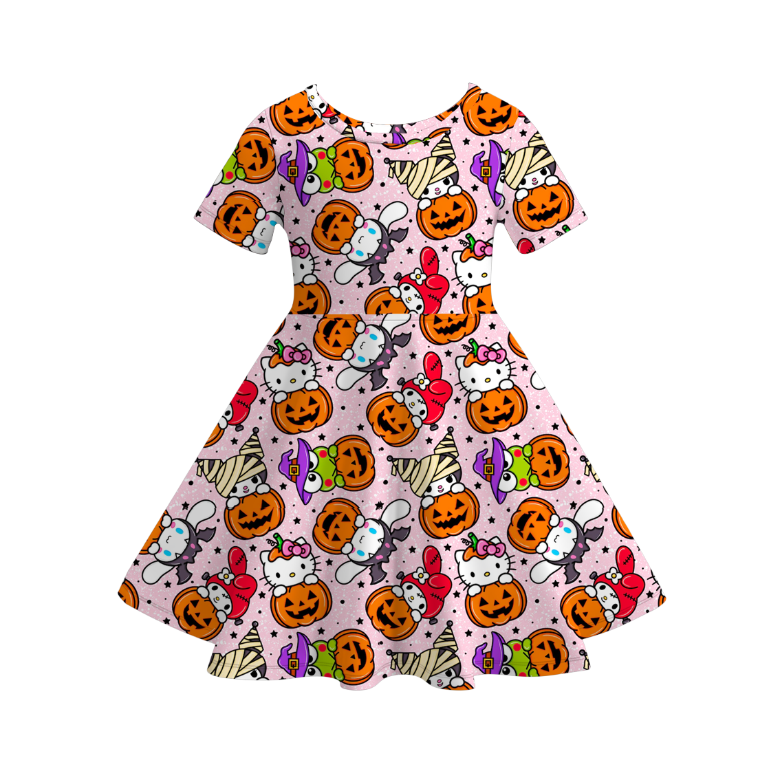 （Pre Order）Girls Halloween Cartoon Print Dress