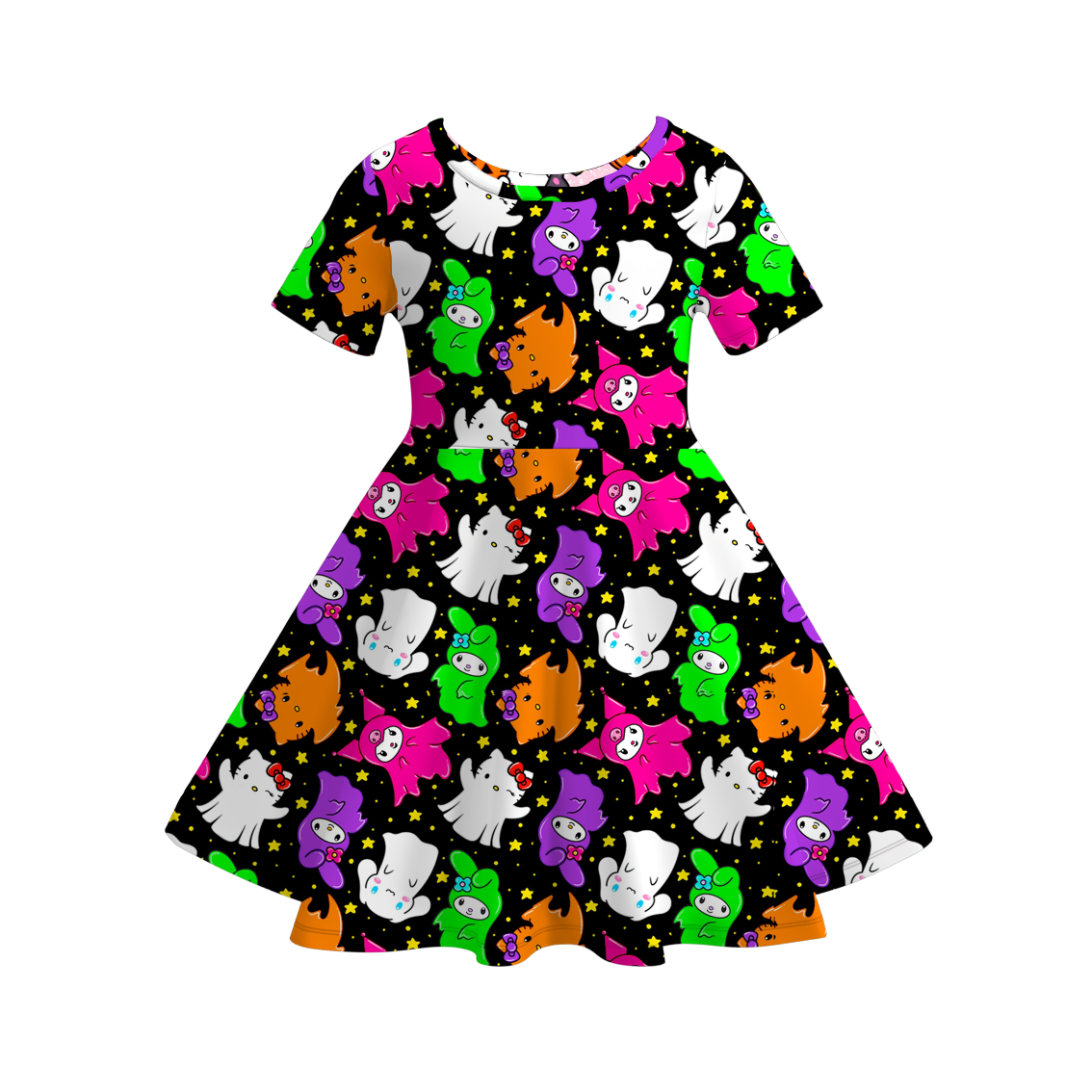 （Pre Order）Girls Halloween Cartoon Print Dress