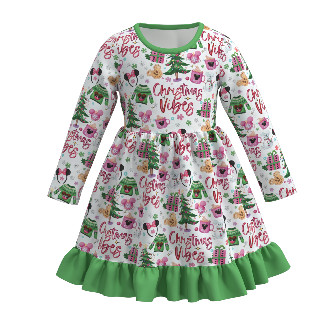 （Pre Order）Girls Christmas Print Dress