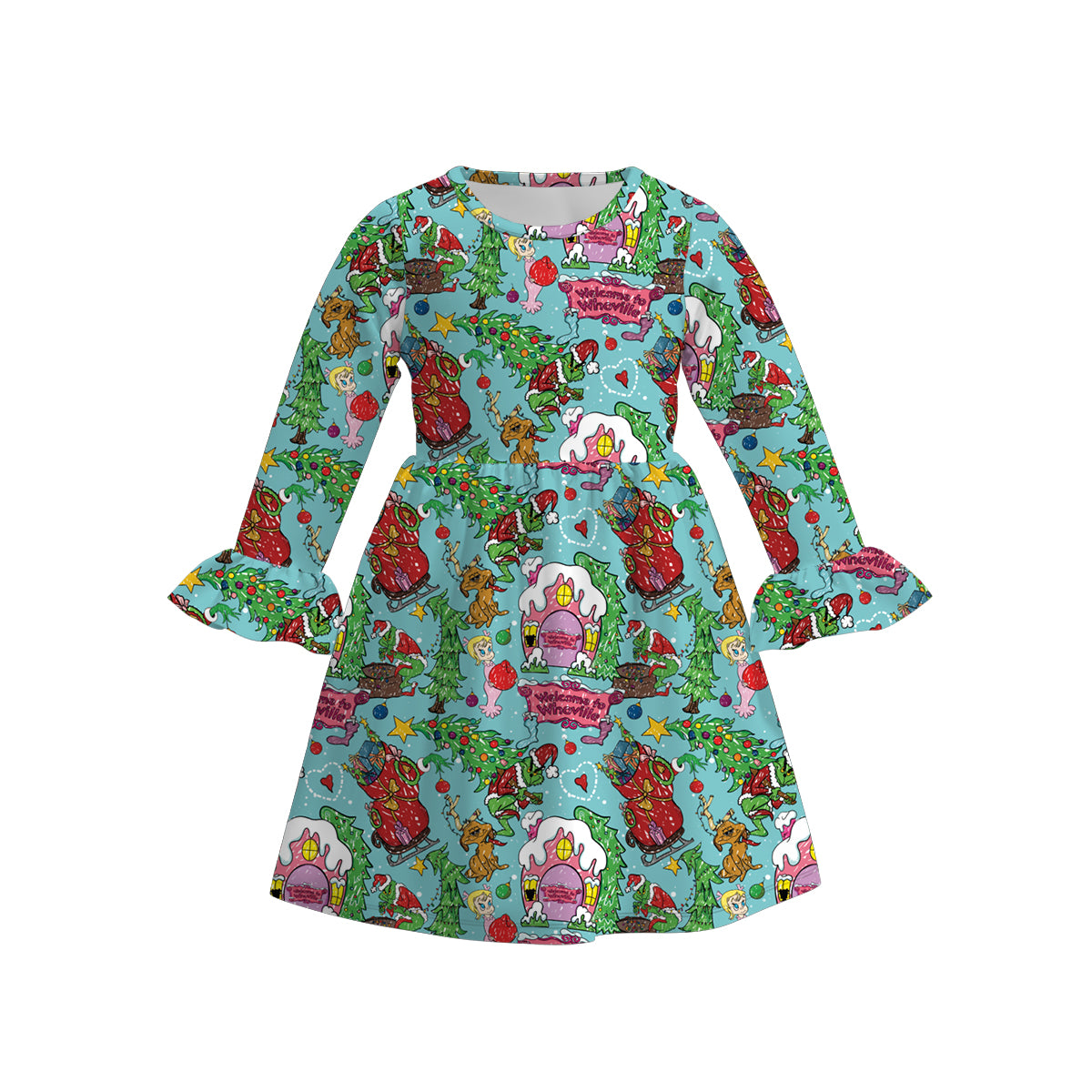 （Pre Order）Girls Christmas Print Dress