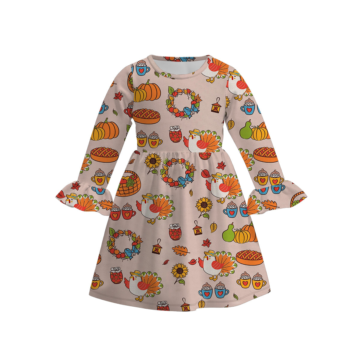 （Pre Order）Girls Thanksgiving Print Dress