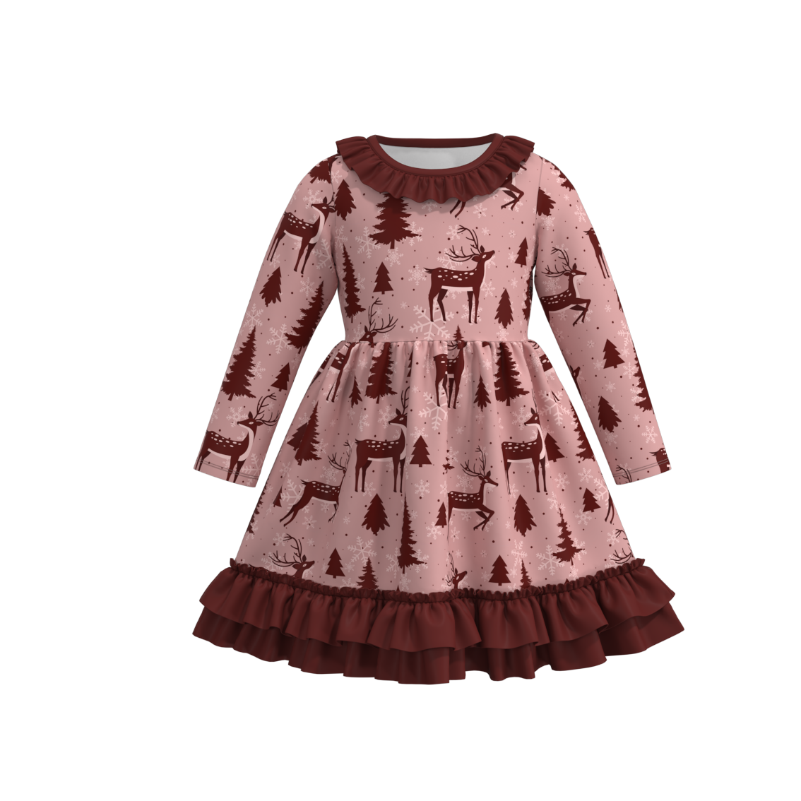 （Pre Order）Girls Christmas Print Dress