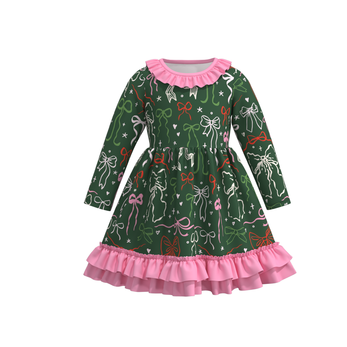 （Pre Order）Girls Christmas Print Dress