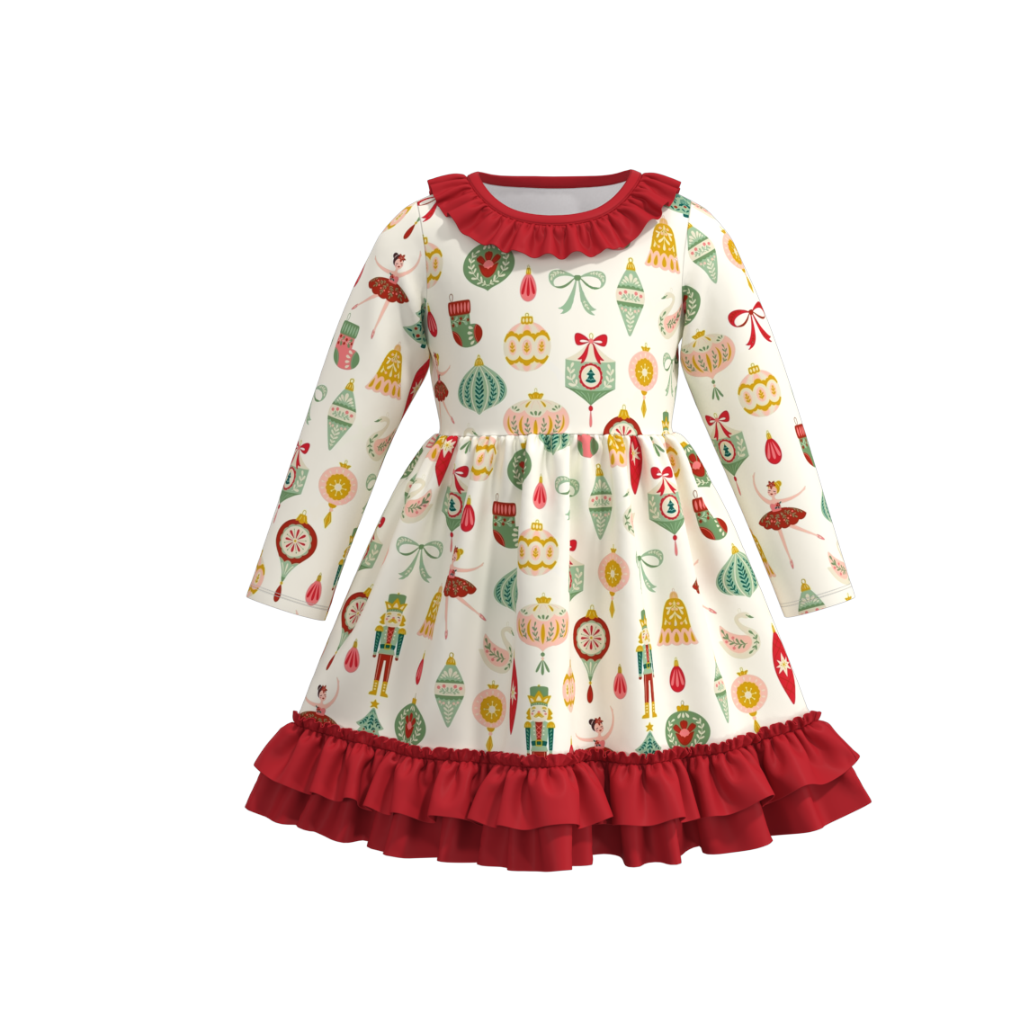 （Pre Order）Girls Christmas Print Dress