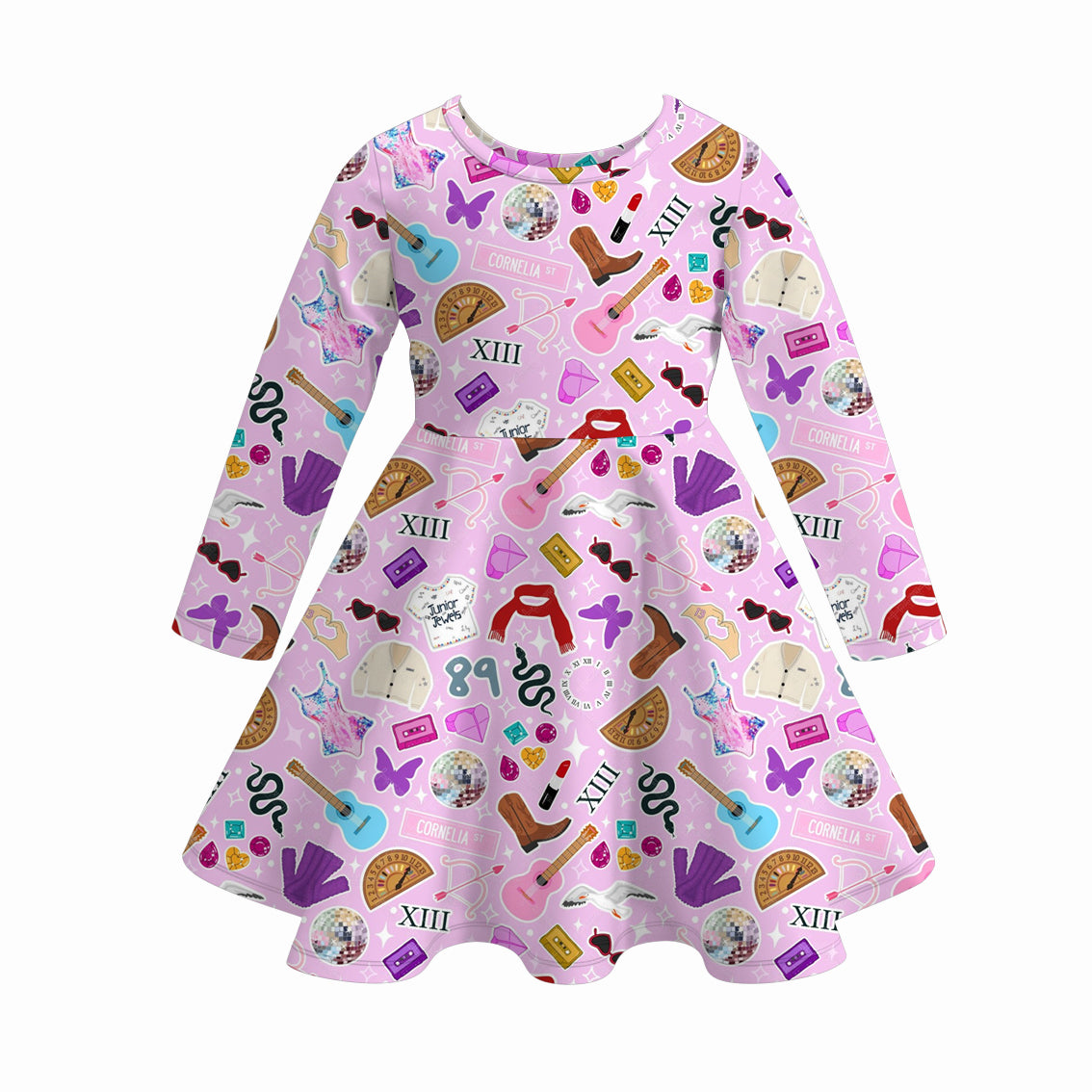 （Pre Order）Girls Fall Cartoon Print Dress