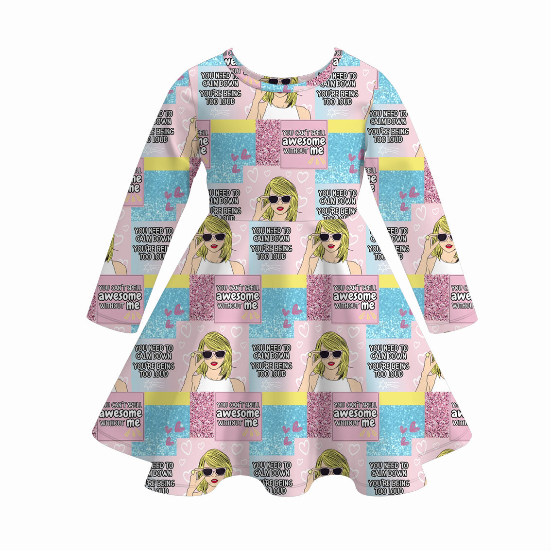 （Pre Order）Girls Fall Cartoon Print Dress