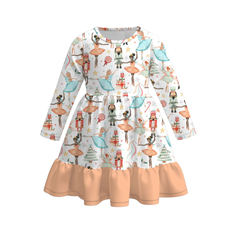 （Pre Order）Girls Christmas Nutcracker Print Dress