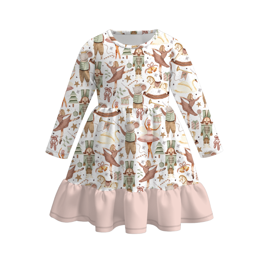 （Pre Order）Girls Christmas Nutcracker Print Dress