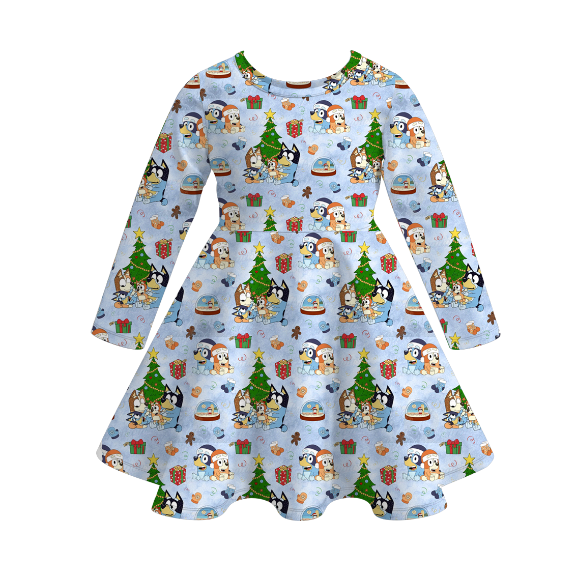 （Pre Order）Girls Christmas Cartoon Print Dress