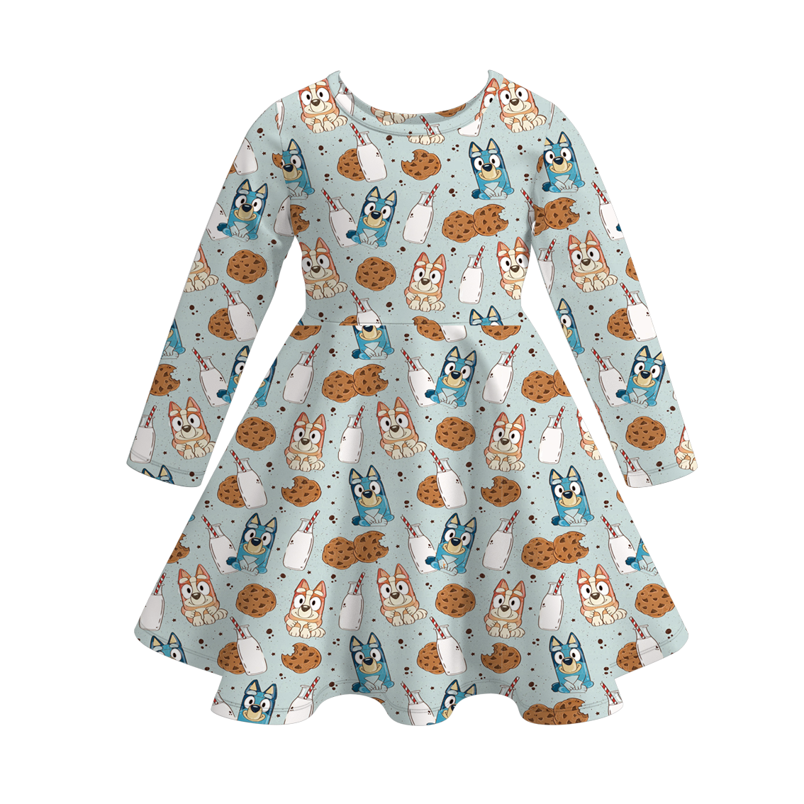 （Pre Order）Girls Christmas Cartoon Print Dress