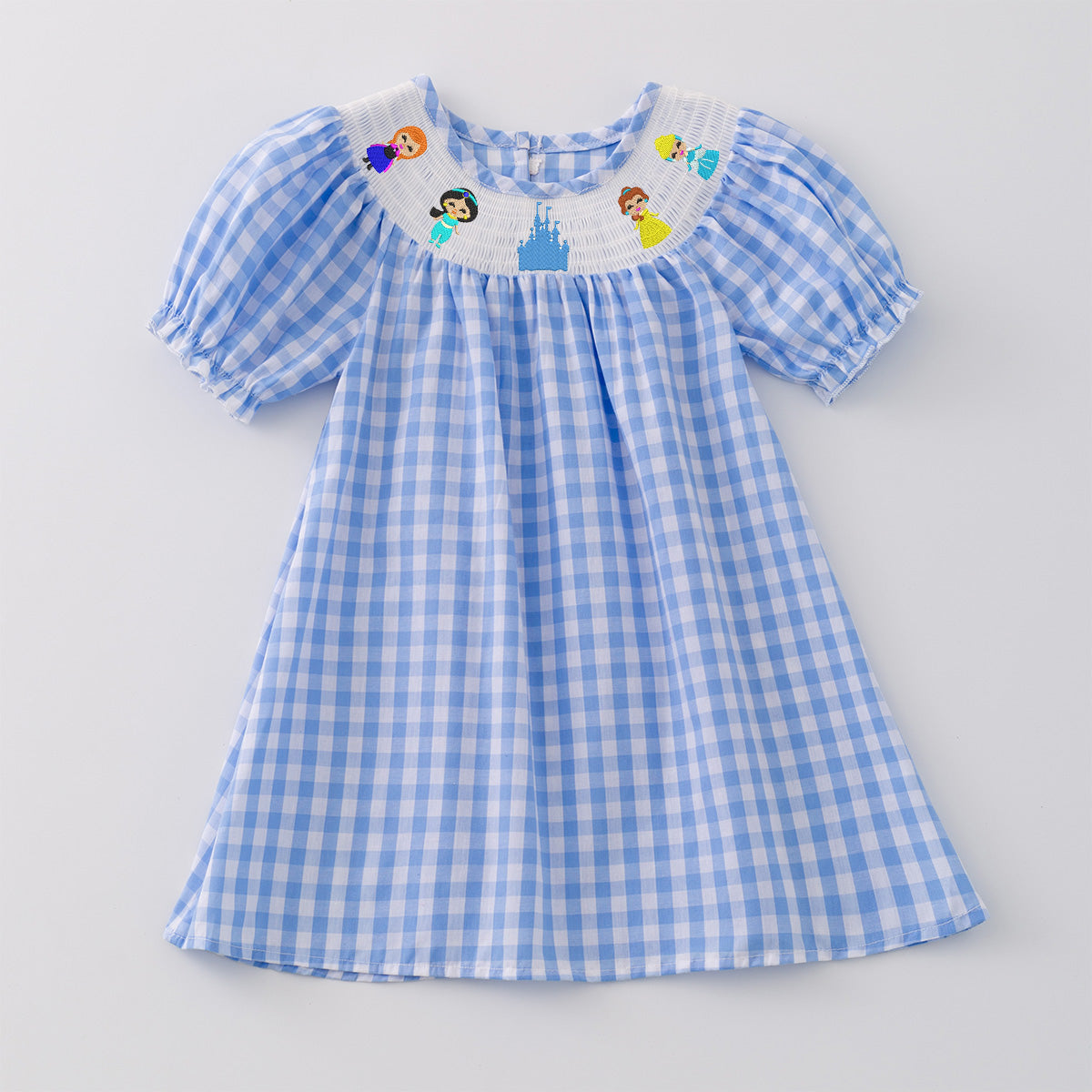 （Pre Order）Girls Cartoon Embroidery Smocked Dress