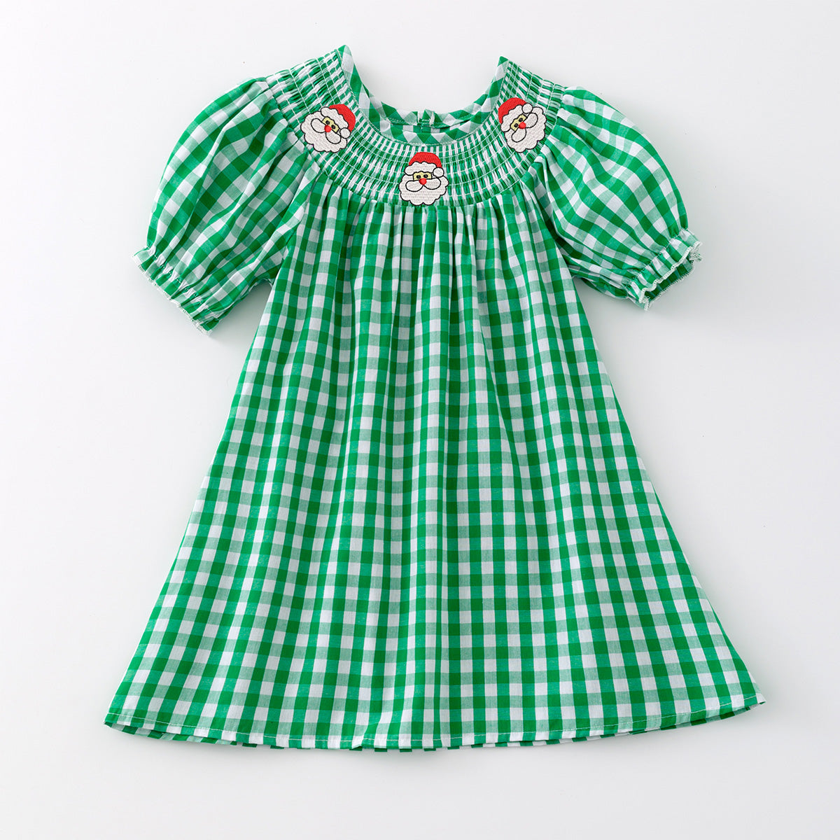 （Pre Order）Girls Christmas Embroidery Smocked Dress