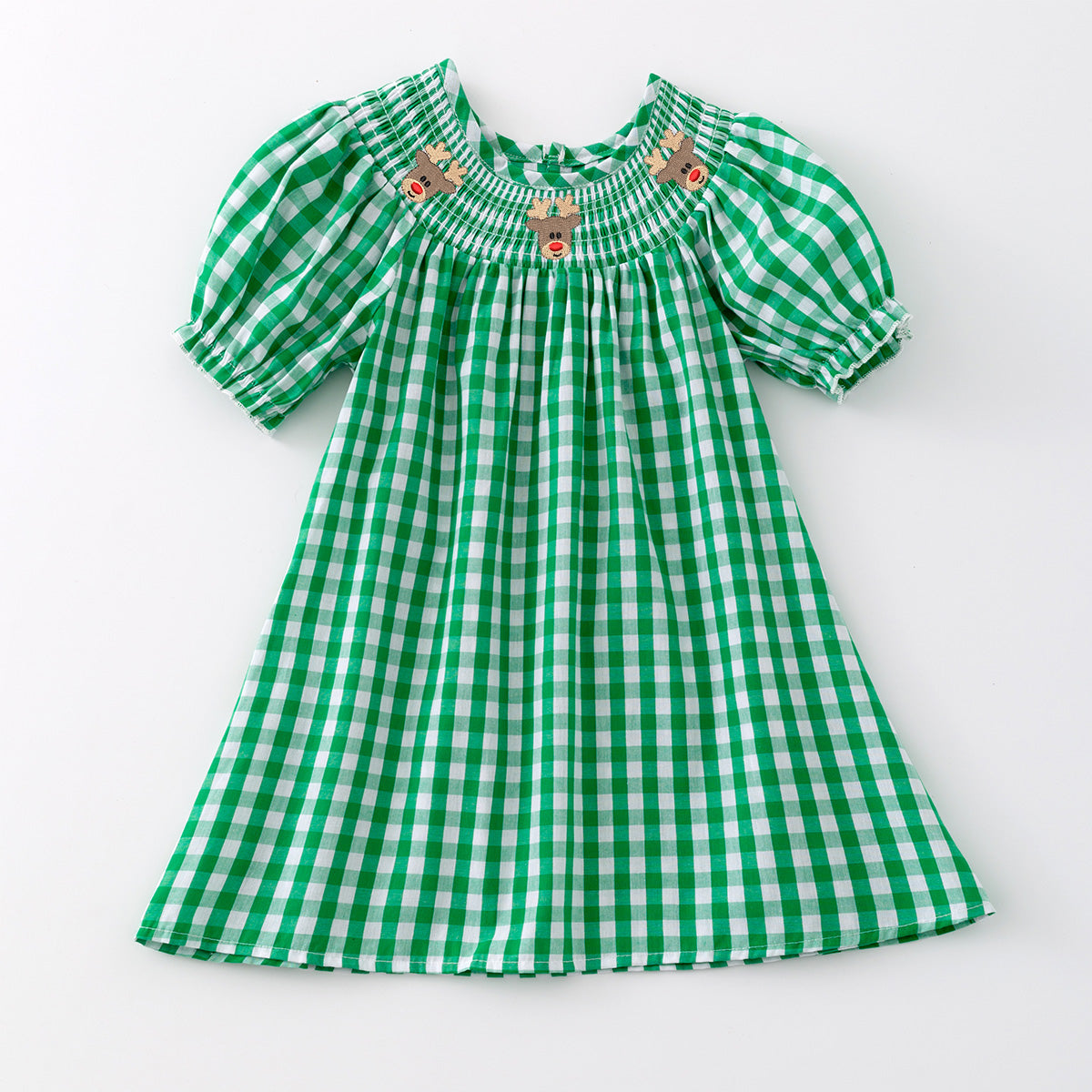 （Pre Order）Girls Christmas Embroidery Smocked Dress