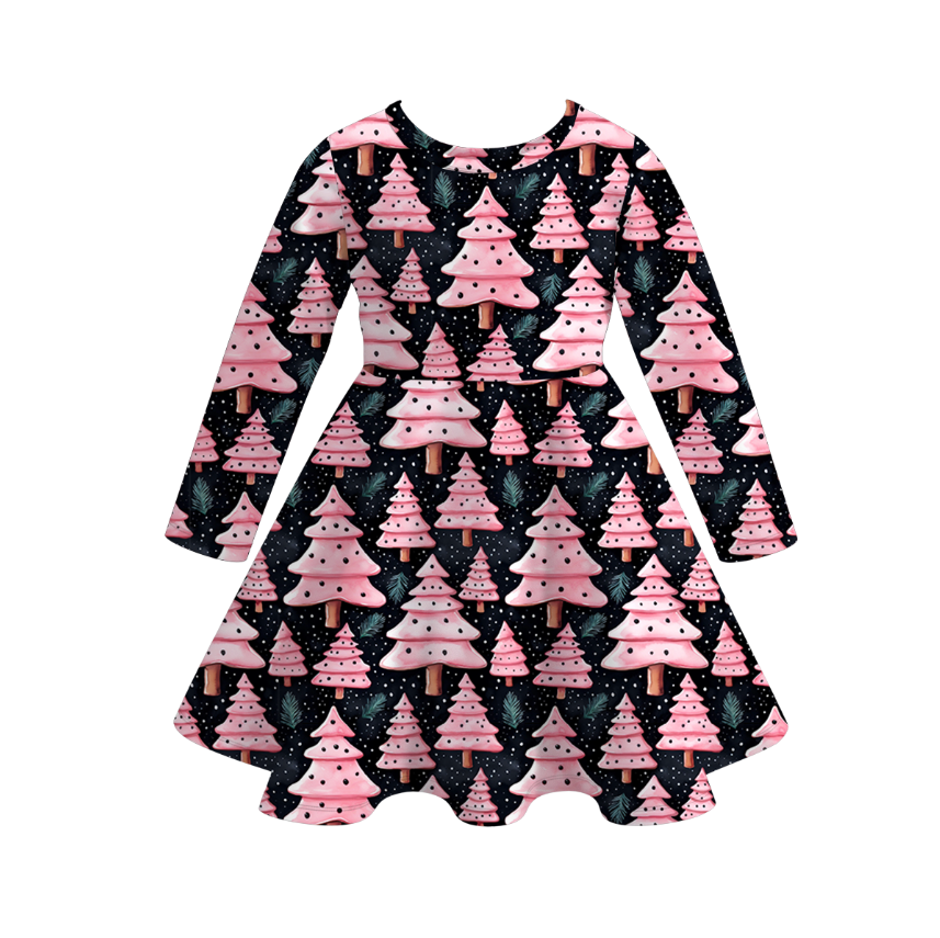 （Pre Order）Girls Christmas Print Milk Silk Dress