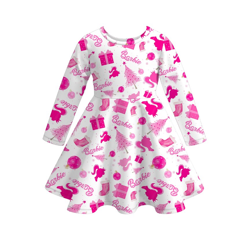 （Pre Order）Girls Christmas Print Milk Silk Dress