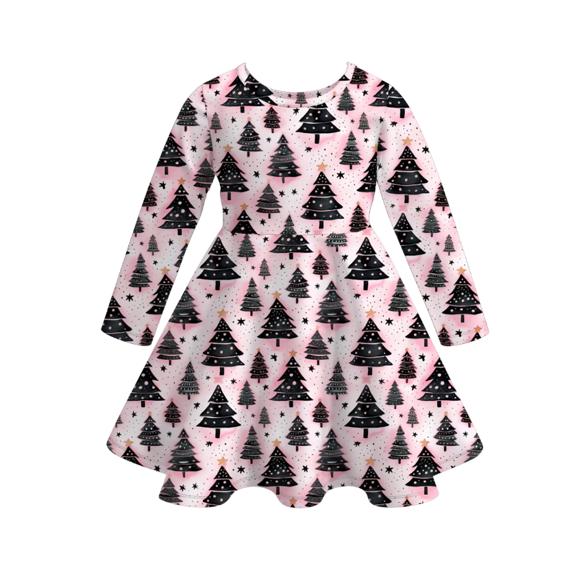 （Pre Order）Girls Christmas Print Milk Silk Dress