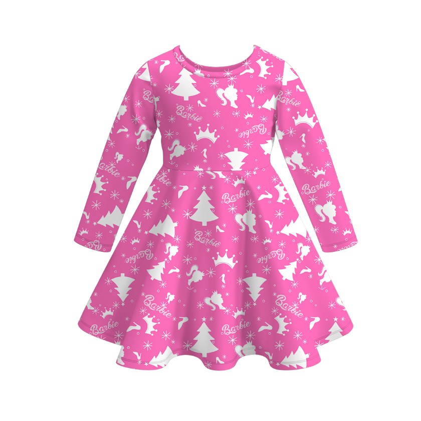 （Pre Order）Girls Christmas Print Milk Silk Dress