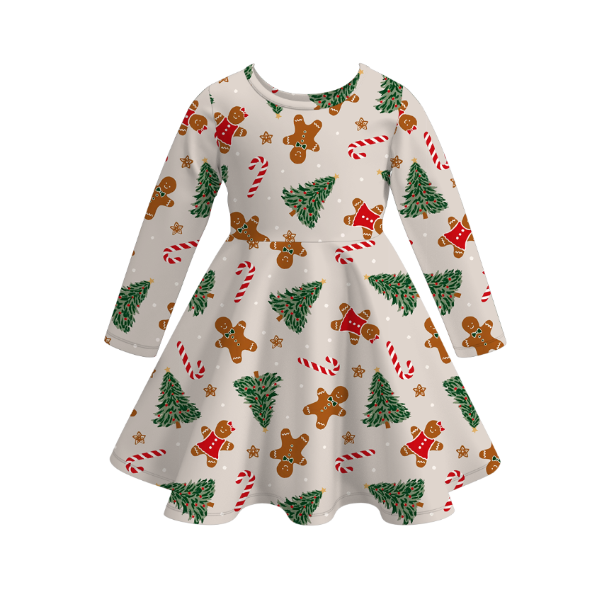 （Pre Order）Girls Christmas Print Milk Silk Dress