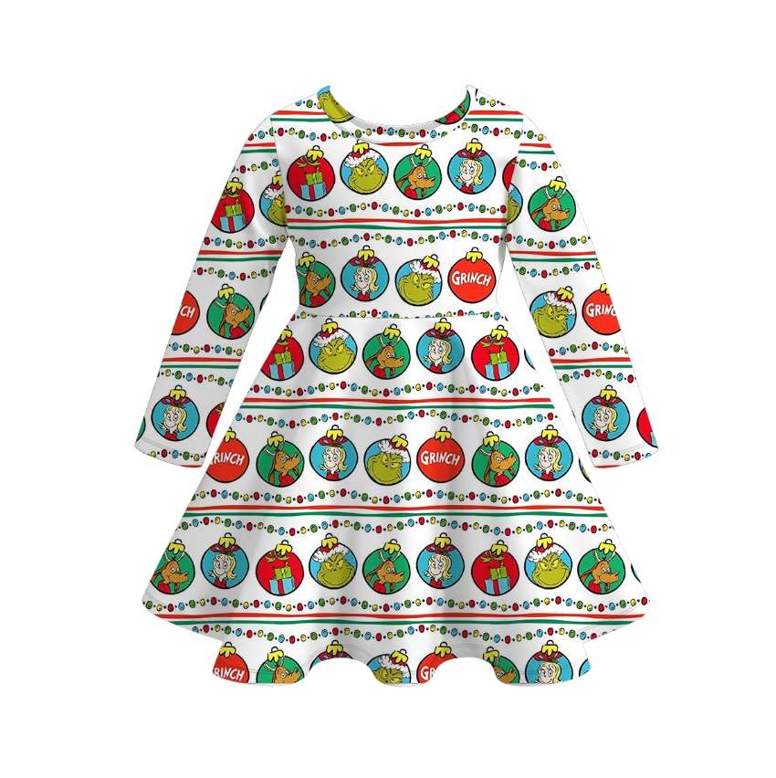 （Pre Order）Girls Christmas Print Milk Silk Dress