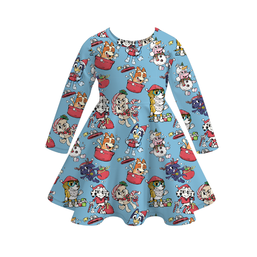 （Pre Order）Girls Christmas Print Milk Silk Dress