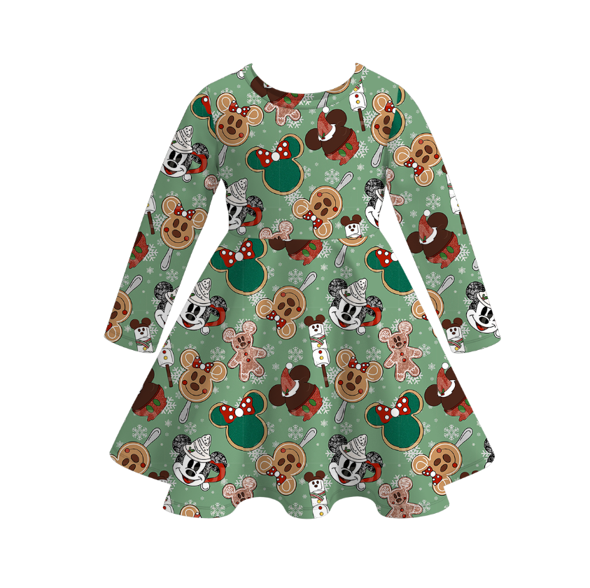 （Pre Order）Girls Christmas Print Milk Silk Dress