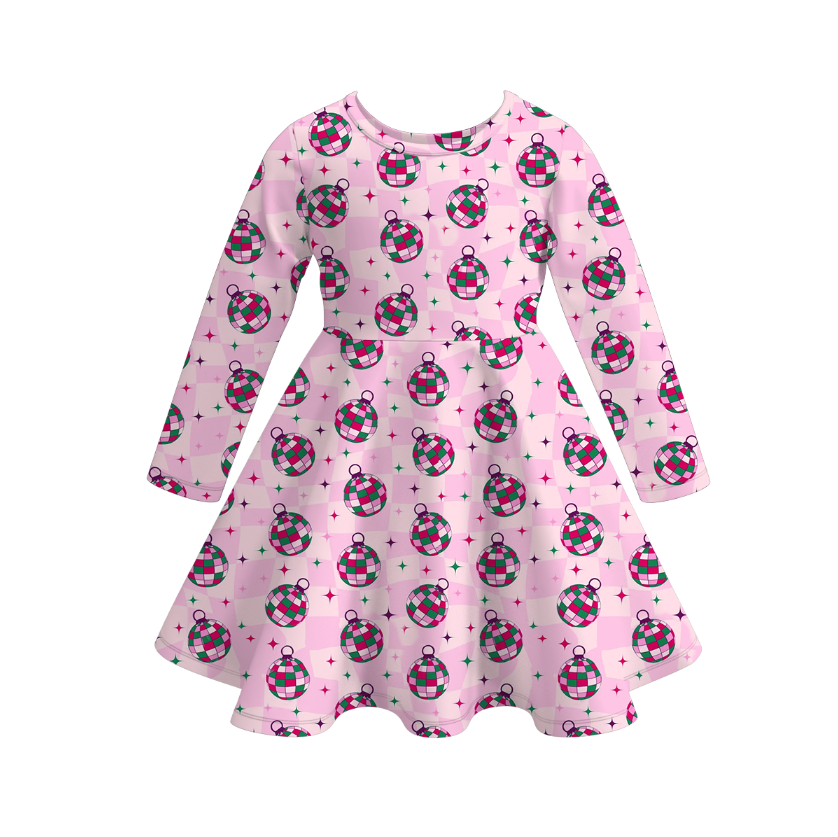 （Pre Order）Girls Christmas Print Milk Silk Dress