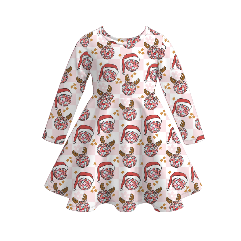 （Pre Order）Girls Christmas Print Milk Silk Dress