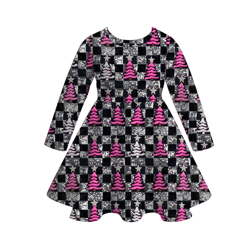 （Pre Order）Girls Christmas Print Milk Silk Dress