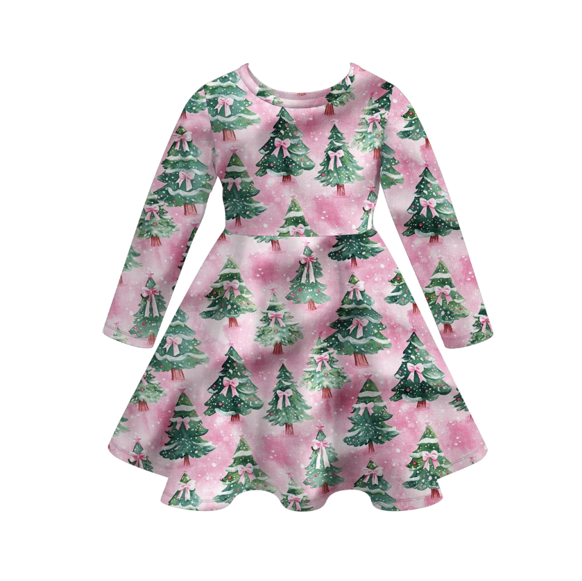 （Pre Order）Girls Christmas Print Milk Silk Dress