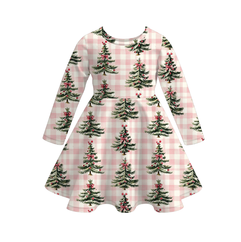 （Pre Order）Girls Christmas Print Milk Silk Dress